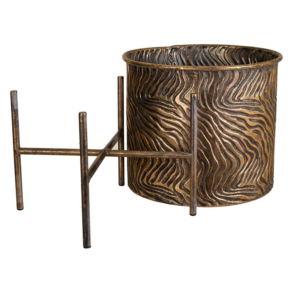 Fioriera in metallo dorato 26x26x32h