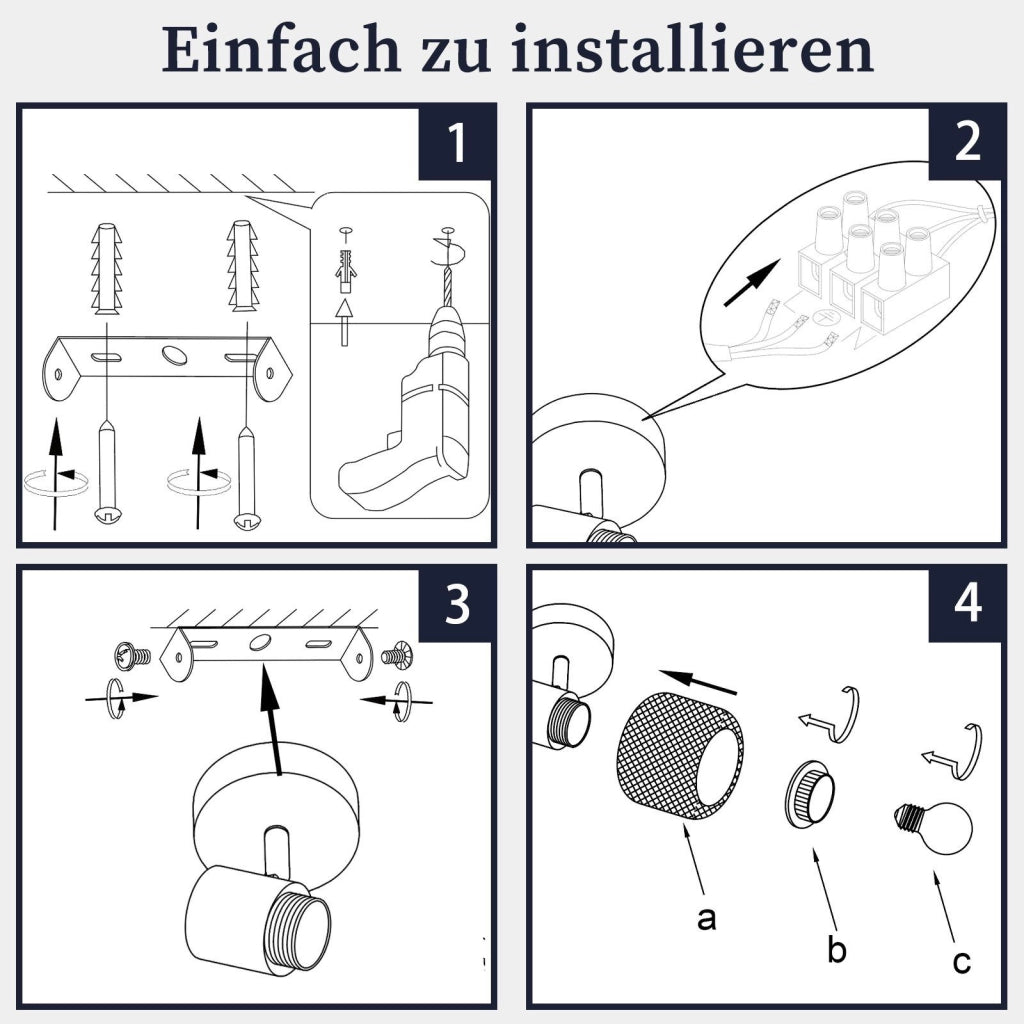 ZMH Faretto da soffitto neri retrò metallo girevoli 330° 40W per cucina cameretta soggiorno camera letto