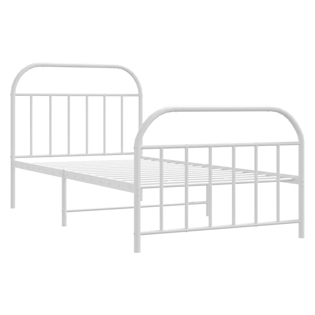 Giroletto con Testiera e Pediera Metallo Bianco 100x190 cmcod mxl 81548
