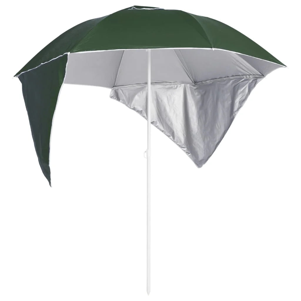 Ombrellone da spiaggia con pannelli laterali 215 cm verde 02_0008381
