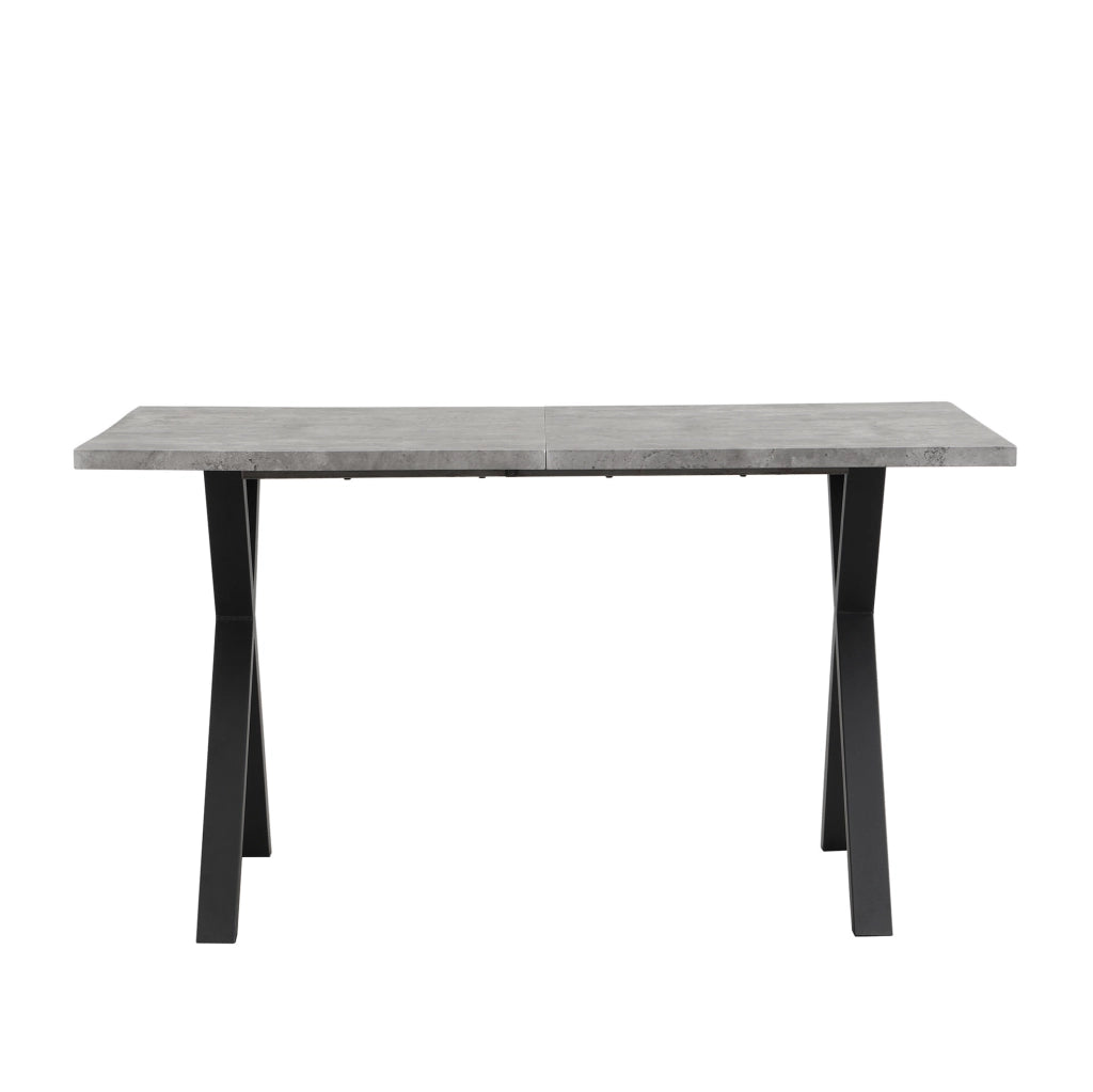 Tavolo moderno con gambe incrociate in MDF e metallo; effetto cemento grigio e nero