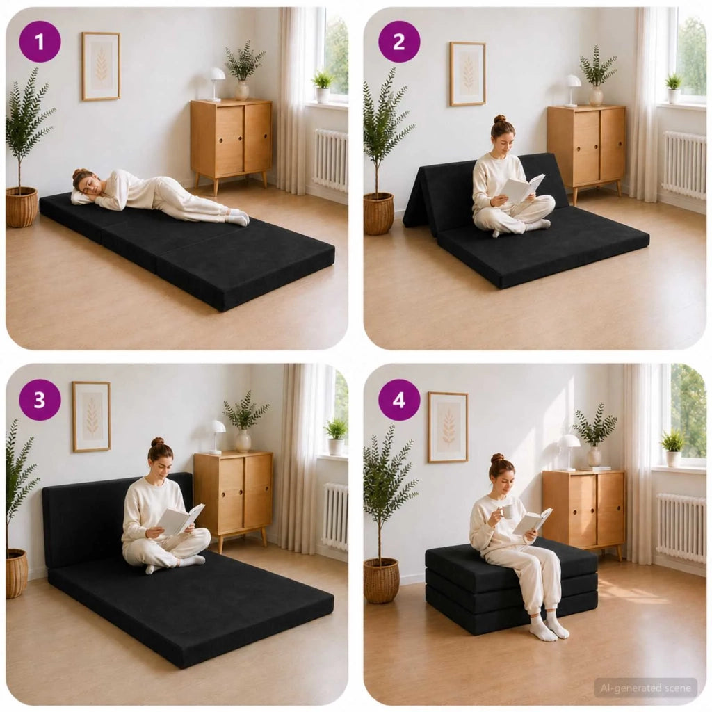 Divano Letto Pieghevole 80 x 67 x 45 cm Nero 900183