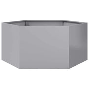 Fioriera/aiuola esagonale per piante fiori terrazza giardino 104 x 90 x 45 cm acciaio zincato argento 02_0038634