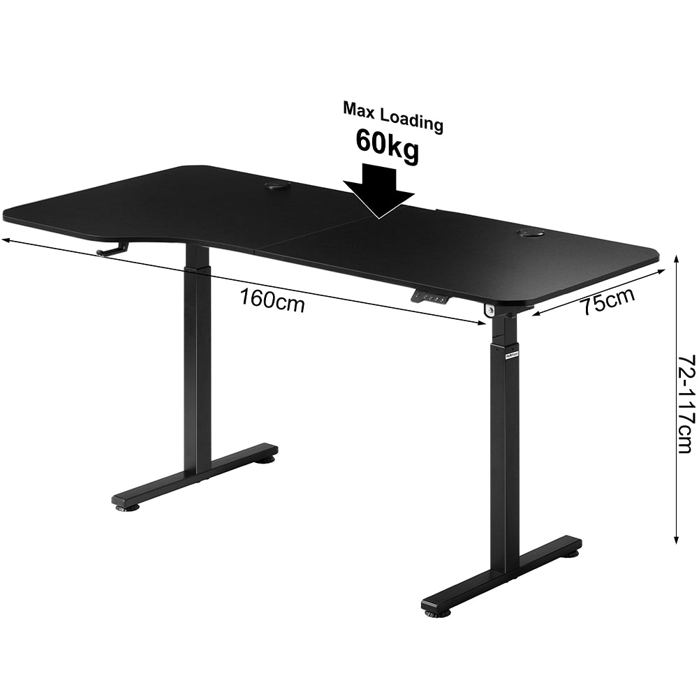 Scrivania Elettrica Regolabile Altezza 160x75x72-117cm Nero Console di Comando