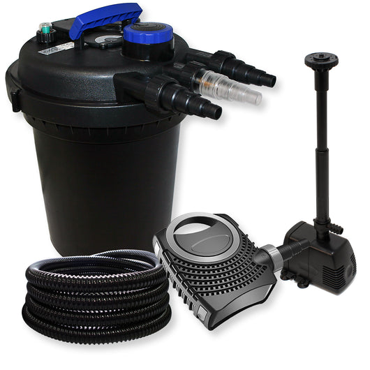 Set Filtro a pressione laghetto 6000l Chiarificatore UVC 11W Tubo 25m Pompa stagno 70W Pompa fontana