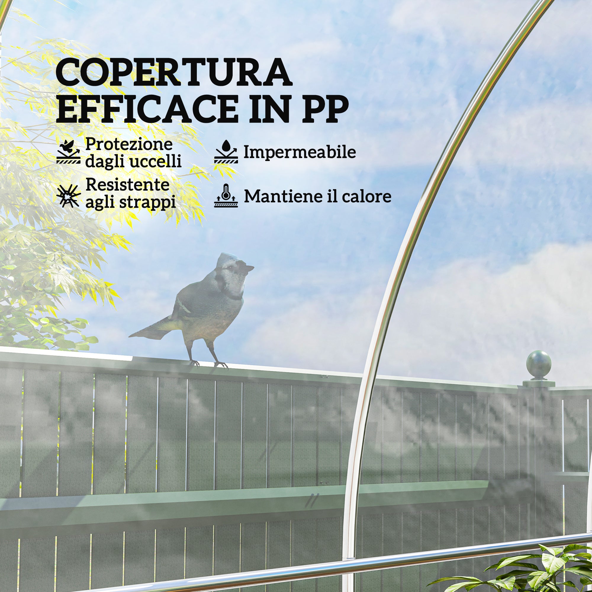 Copertura di Ricambio per Serra a Tunnel 6x10 m in PP Anti UV e Impermeabile Trasparente