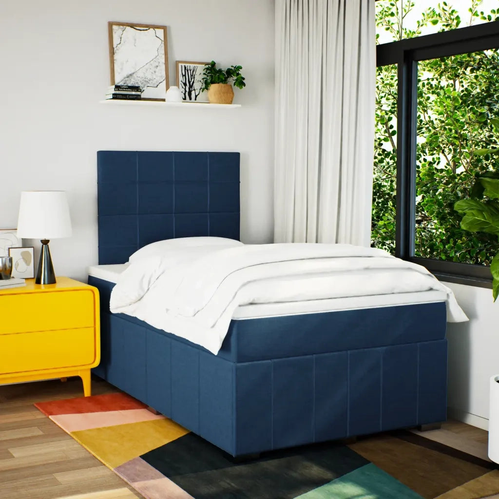 vidaXL Giroletto a Molle con Materasso Blu 120x200 cm in Tessuto
