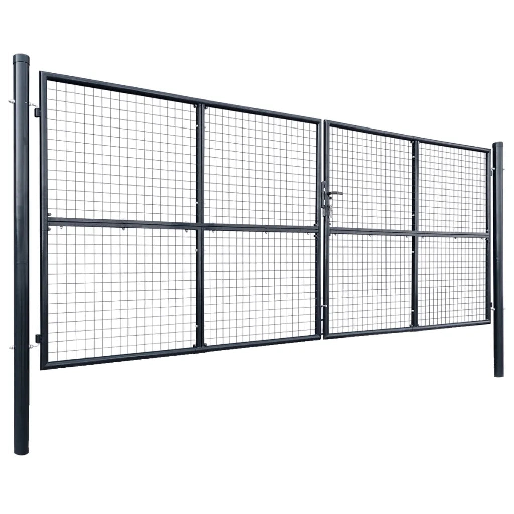 Cancello da Giardino in Rete di Acciaio Zincato 400x150 cm Grigio 143377