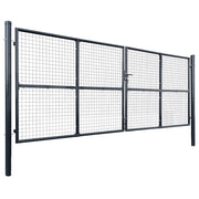 Cancello da Giardino in Rete di Acciaio Zincato 400x150 cm Grigio 143377