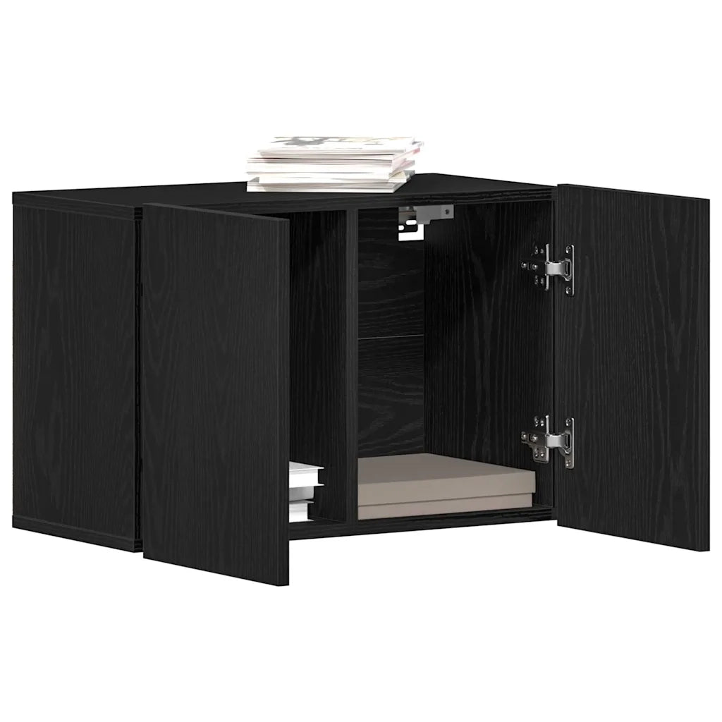 Mobile TV Rovere Nero 60x30x41 cm in Legno Massello 862194