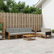 Set di divani da esterno 7 pcs Naturale e Grigio chiaro