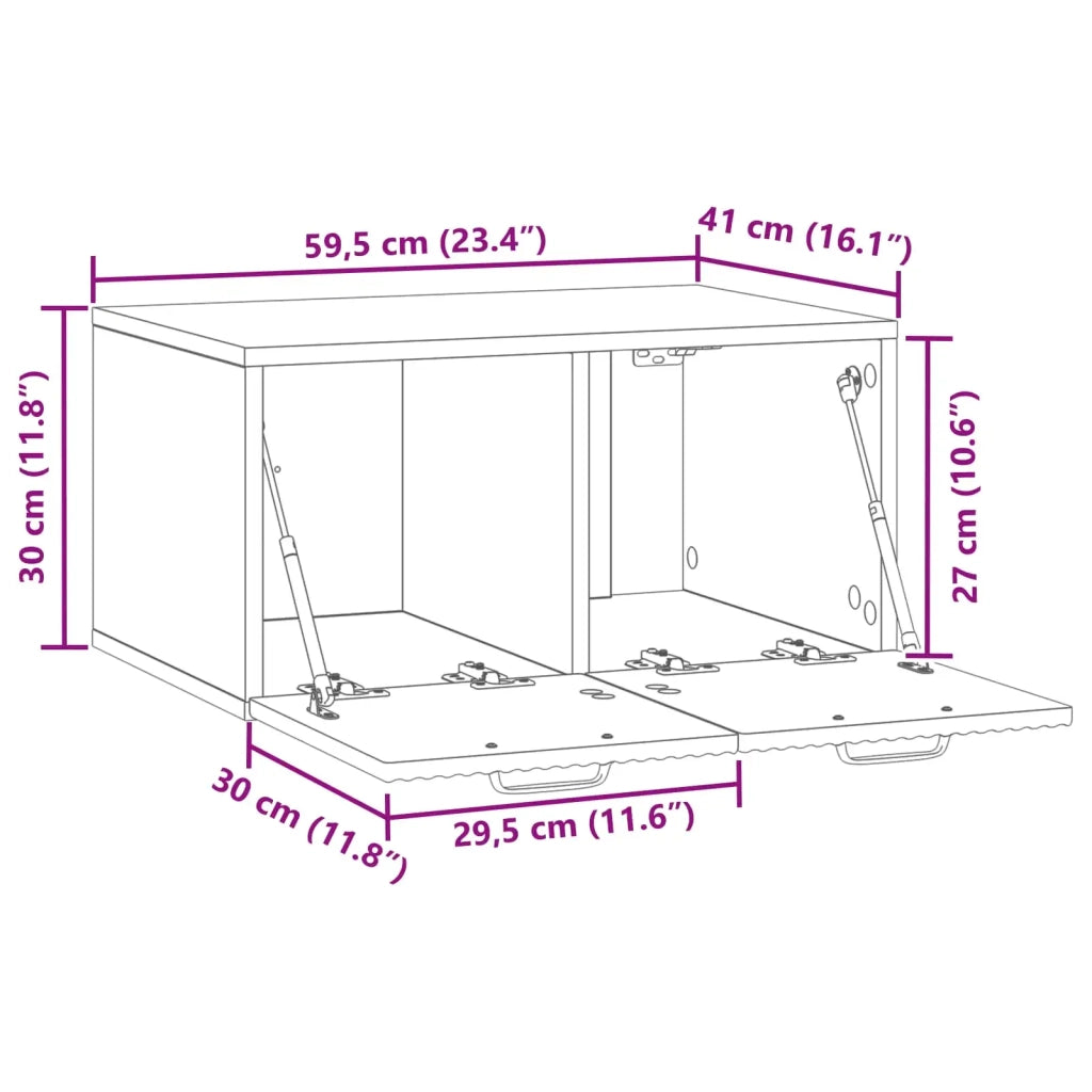 Mobile Porta TV da Muro Legno antico 59,5 x 41 x 30 cm 899023
