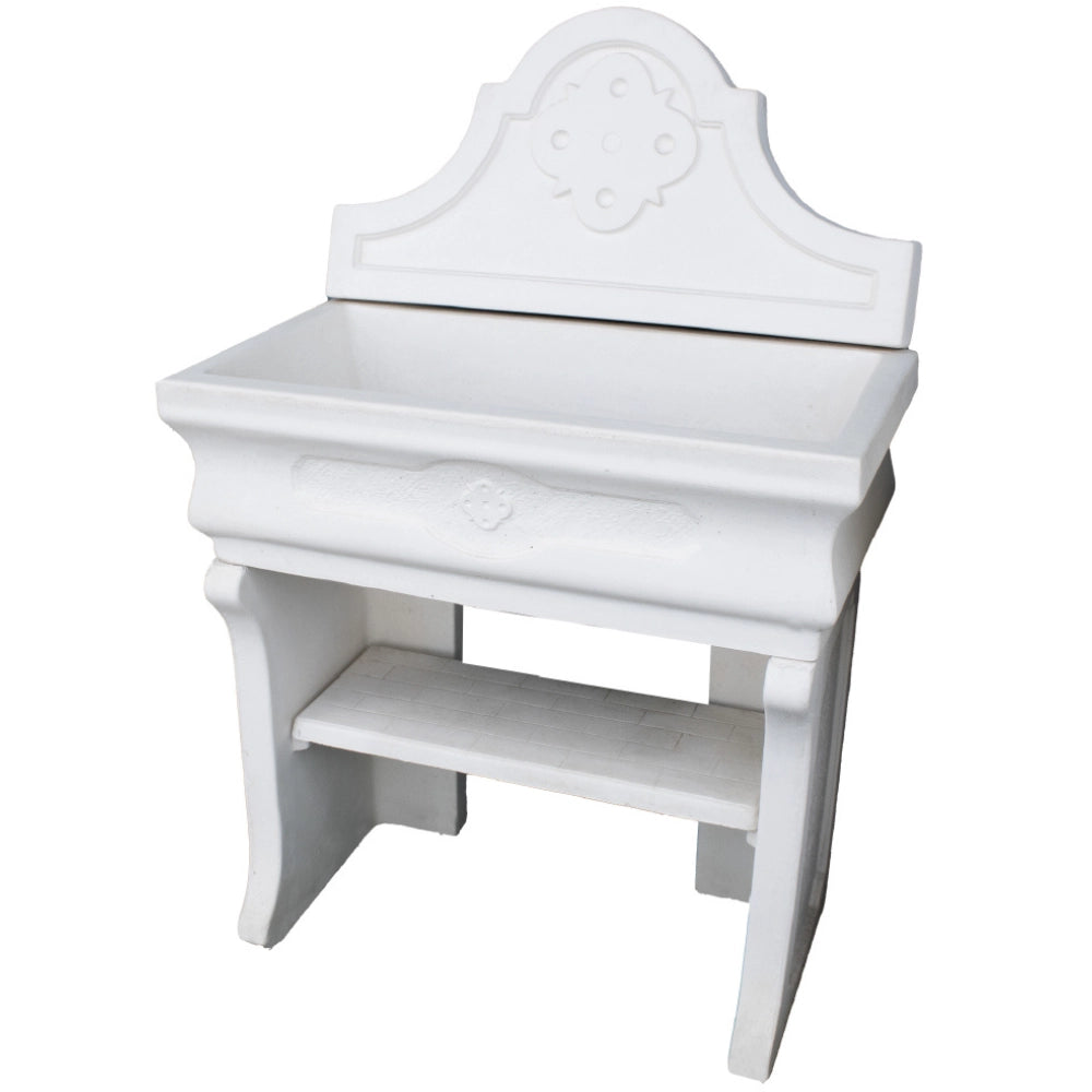 Pilozza lavabo bianca serie romantica cemento calcestruzzo 90 x 50 x h.28 cm