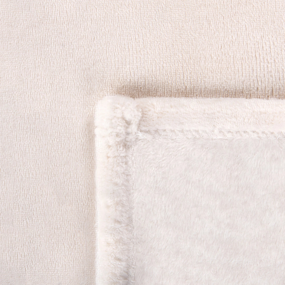 Coperta plaid in poliestere bianco sporco 200 x 220 cm morbido durevole letto divano soggiorno stile classico