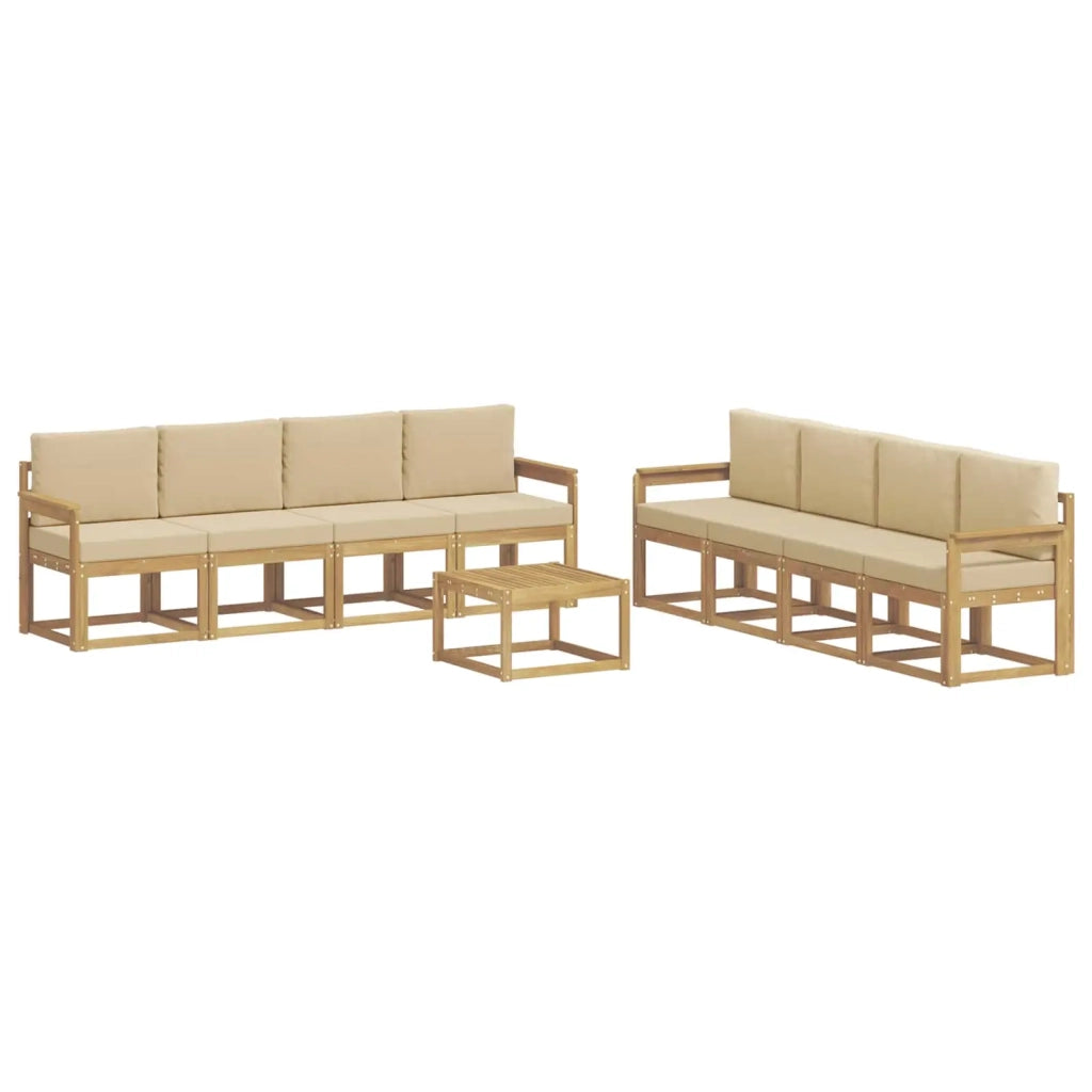 Set di divani da esterno con cuscino 9 pcs Bianco e Beige