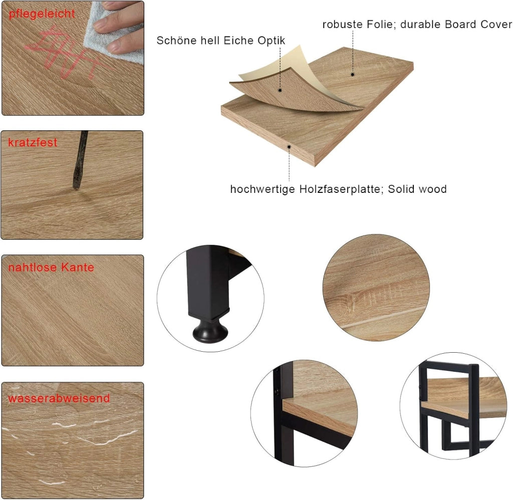 Stand Appendiabiti con Ripiani Attaccapanni per Cameretta Guardaroba con Scarpiera Scaffale Porta Abiti in Legno e Acciaio 60x40x170 cm