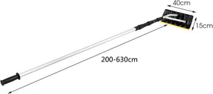 Rastrello da Neve in Alluminio, Tetto Neve Pala con Regolabile telescopico Maniglia 200 - 630 cm, con Lama Maggiorata da 39 cm, Manico Antiscivolo in TPR