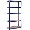 Scaffali per Carichi, Scaffalature a 5 Ripiani, in Metallo e MDF Scaffale, per Garage, Magazzino, Ripostiglio, Portante 875 kg, 90 x 40 x 180 cm (Blu)