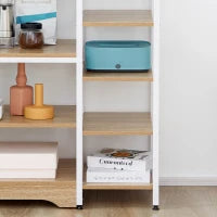 Scaffale da Cucina Basso Salvaspazio Stile Industriale, Mobiletto con 7 Ripiani per Cucina in Metallo e Legno, 90x40x95cm, Bianco