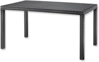 Tavolo da giardino in plastica rettangolare, Rattan - Tavolo da pranzo per esterno, terrazzo - 6 posti - Nero