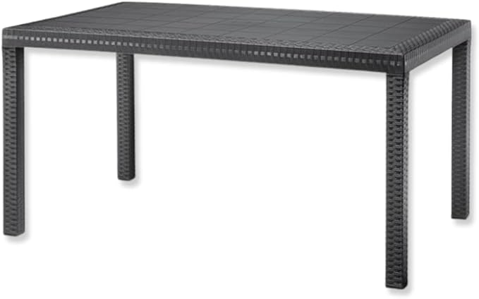 Tavolo da giardino in plastica rettangolare, Rattan - Tavolo da pranzo per esterno, terrazzo - 6 posti - Nero
