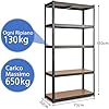 Scaffali per Carichi, Scaffalature a 5 Ripiani, in Metallo e MDF Scaffale, per Garage, Magazzino, Ripostiglio, Portante 650 kg, 75 x 30 x 150 cm (Nero)