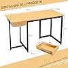 Scrivania per Computer da 120 cm con Cassetto, Scrivania per Ufficio con Struttura in Metallo e Piedini Regolabili, per Studio e Soggiorno, 120 x 55 x 75 cm (Naturale)