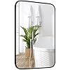 Specchio da Parete, Specchio da Bagno Rettangolare Moderno 70 x 50 x 2 cm con Cornice in Alluminio, Viti di Espansione per Sogiorno, Camera da Letto e Ingresso, Nero