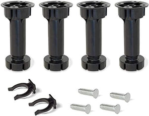 Piedino Regolabile per Cucina o Bagno con Accessori, Nero, H 100mm, Set di 4 Pezzi