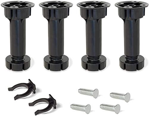 Piedino Regolabile per Cucina o Bagno con Accessori, Nero, H 100mm, Set di 4 Pezzi