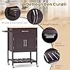 Carrello da Cucina con Cassetto, Isola da Cucina con 2 Ante Vassoio Inferiore e Porta Asciugamani, Carrello con Ruote per Sala da Pranzo Soggiorno Bar, 73x48x90 cm (Marrone)