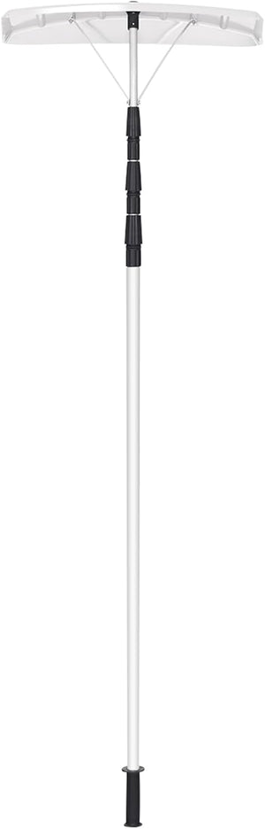Rastrello da neve per tetti e Auto, telescopico e allungabile da 200 cm a 630 cm, pala da neve in alluminio, per vari occasioni, maniglia antiscivolo, con chiusura, bianco argenteo