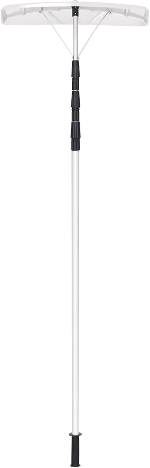 Rastrello da neve per tetti e Auto, telescopico e allungabile da 200 cm a 630 cm, pala da neve in alluminio, per vari occasioni, maniglia antiscivolo, con chiusura, bianco argenteo