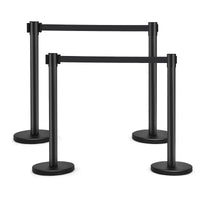 4 Paletti di Delimitazione, Barriera in Acciaio Inox per Code, Colonnine Segnapercorso Transenna Eliminacode Separacode, Ideale per Hotel Ristorante Cinema (Nero)