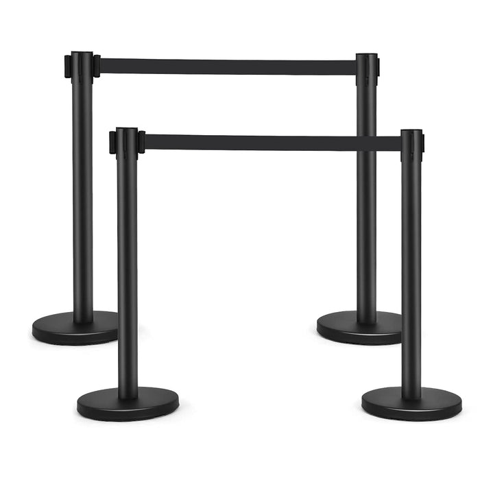 4 Paletti di Delimitazione, Barriera in Acciaio Inox per Code, Colonnine Segnapercorso Transenna Eliminacode Separacode, Ideale per Hotel Ristorante Cinema (Nero)