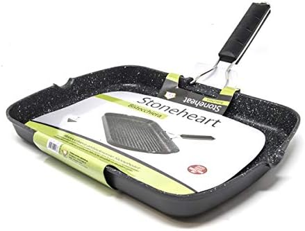 Bistecchiera antiaderente Stoneheart rettangolare con manico pieghevole - cm 36 x 26