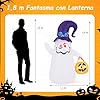 Fantasma Gonfiabile per Halloween 180 cm, con Lanterna di Zucca e Cappello da Mago, Decorazione Gonfiabile per Halloween con Luci LED e Soffiatore Incorporato, per Cortile, Prato e Feste