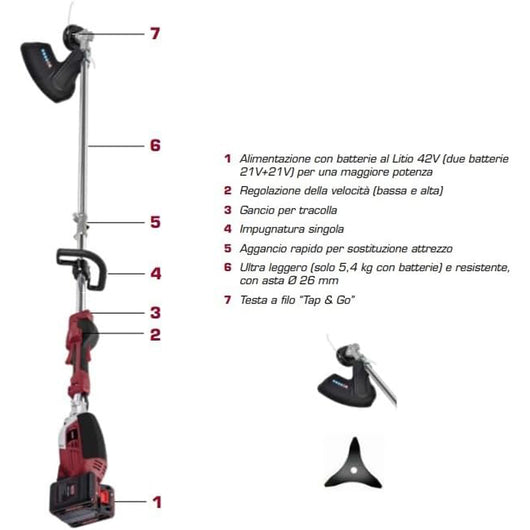 DECESPUGLIATORE MULTIFUNZIONE A BATTERIA TAGLIAERBA TAGLIASIEPI POTATORE ARCHMAN