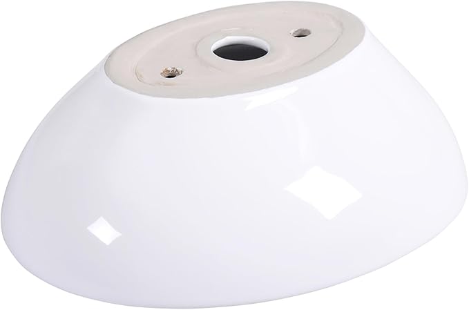 Lavabo Ovale in Ceramica, Lavandino di Forma Ovale, Dotato con Set di Tubo di Scarico, 41x 33,5 x 14 cm, Bianco