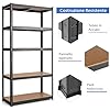 Scaffali per Carichi, Scaffalature a 5 Ripiani, in Metallo e MDF Scaffale, per Garage, Magazzino, Ripostiglio, Portante 650 kg, 75 x 30 x 150 cm (Nero)
