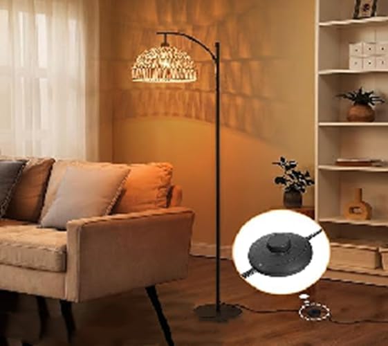 Lampada da Terra, Lampada a Stelo Moderna con Paralume a Sospensione, Base Standard E27 e Interruttore a Pedale, Apparecchio di Illuminazione per Soggiorno, Camera da Letto e Ufficio