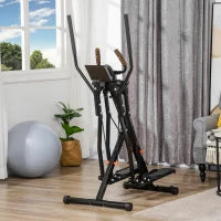 Cyclette Ellittica con 4 Livelli di Resistenza, Monitor LCD e 2 Ruote, in Acciaio e ABS, 90x62x150 cm, Nero