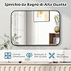 Specchio da Parete, Specchio da Bagno Rettangolare Moderno 70 x 50 x 2 cm con Cornice in Alluminio, Viti di Espansione per Sogiorno, Camera da Letto e Ingresso, Nero