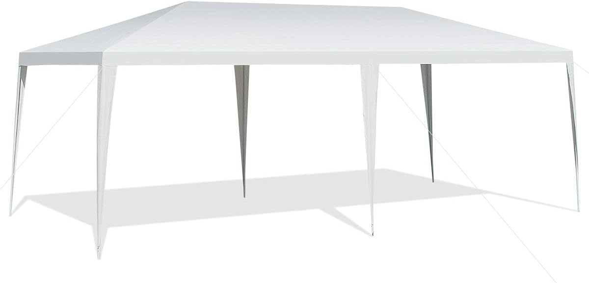 Tendone per Feste 3 M x 6 M, Gazebo da Giardino con Struttura in Metallo, Impermeabile e Protezione UV, per Feste, Barbecue, Giardino e Spiaggia, Bianco