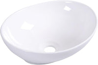 Lavabo Ovale in Ceramica, Lavandino di Forma Ovale, Dotato con Set di Tubo di Scarico, 41x 33,5 x 14 cm, Bianco