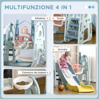 Set da Gioco 5 Anni max con Altalena per Bambini, Scivolo per Bambini, Canestro Basket e Scaletta, in HDPE e PP