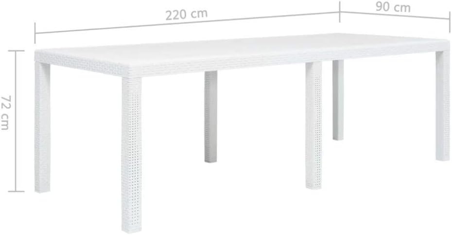 Tavolo da giardino 8 posti allungabile 150/240x90x72h cm in plastica effetto rattan colore bianco Tomaino