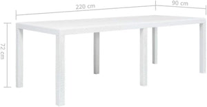 Tavolo da giardino 8 posti allungabile 150/240x90x72h cm in plastica effetto rattan colore bianco Tomaino