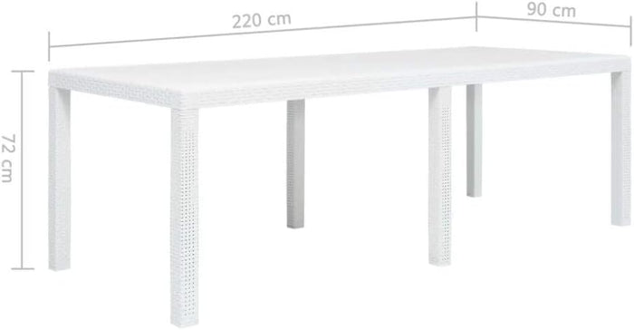 Tavolo da giardino 8 posti allungabile 150/240x90x72h cm in plastica effetto rattan colore bianco Tomaino