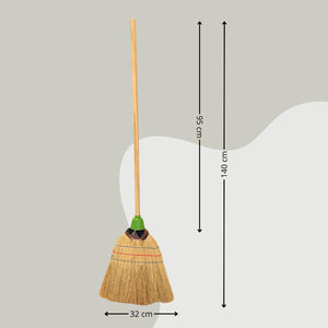  Scopa Saggina da Esterno con Setole in Paglia Legate Con Stoffa 